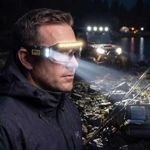 Rechargeable COB LED Glasses Headlight TYPE C Waterproof Lightweight Adjustable Angle Work Lamp for Car Maintenance Repair