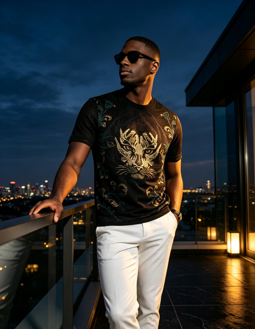 Men Tiger Graphic Short Sleeve Tee
