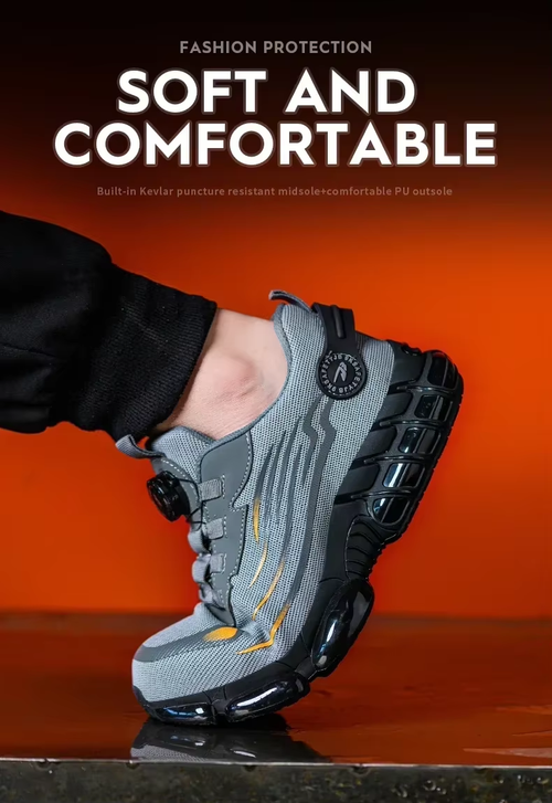 Rotating‑Button Safety Work Boots for Men