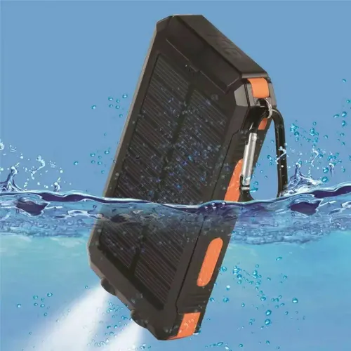 Solar Panel Power Bank Case Charge Storage Box Dual USB Power Bank Shell SOS Light Flashing Light Compass Power Bank Box