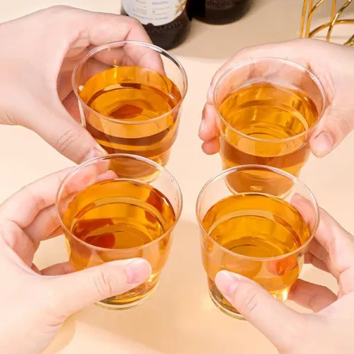 25pcs Hard Aviation Cup Water Cup Food Grade Plastic Wine Glasses Household Thickened Space Cup Wine Cup