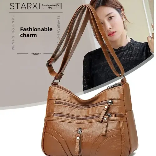 New fashionable soft leather women's crossbody bag, large capacity shoulder bag, multifunctional