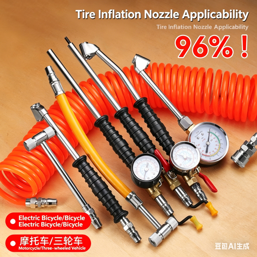 Heavy-Duty Tire Inflator with Pressure Gauge