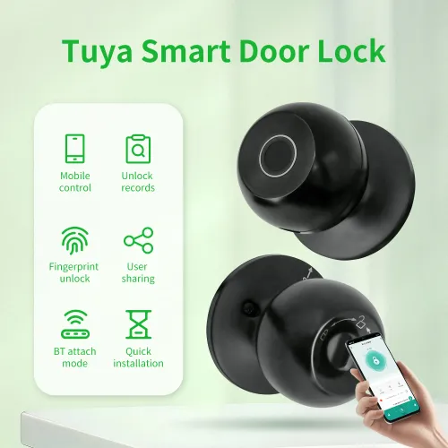 Aluminium Door Lock Smart Fingerprint Key Unlock Bluetooth Digital Electronic Door Locks Tuya APP Remote Control USB Charge