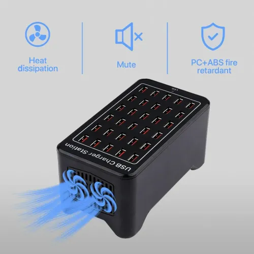 10 20 30 Ports USB Charger 50W 100W 150W Smart USB Charger Desktop Charging Hub Multi-Port Charging Station