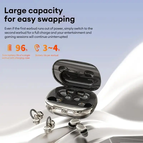 3-IN-1 Chargeable Wireless Audio Headset Combo - Portable Stereo Headphones with Power Bank Case, 6-Piece Electronic Set (In-Ear, Clip-On, Sleep) for Calls Gaming
