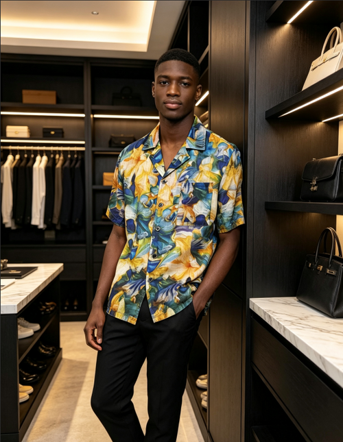 Polished Men's Colorful Floral Button Up