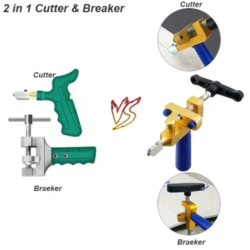 2-in-1 Manual Glass & Ceramic Tile Cutter - Precision Diamond Blade with Ergonomic Grip