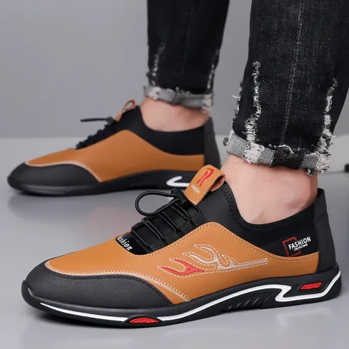 Men Casual Outdoor Shoes Leather Mens Business Shoes Comfy Antiskid Loafers Mens Slip on Walking Flats Shoes Men footwear