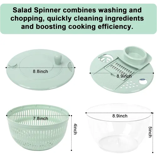 6 In 1 Salad Spinner Large Salad Spinner Vegetable Washer with Vegetable Chopper Multi-Use Lettuce Spinner Salad Dryer