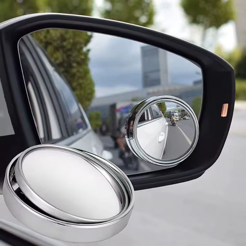 2Pcs Round Frame Convex Blind Spot Mirror Safety Driving Wide-angle 360 Degree Adjustable Clear Rearview Mirror