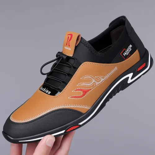 Men Casual Outdoor Shoes Leather Mens Business Shoes Comfy Antiskid Loafers Mens Slip on Walking Flats Shoes Men footwear