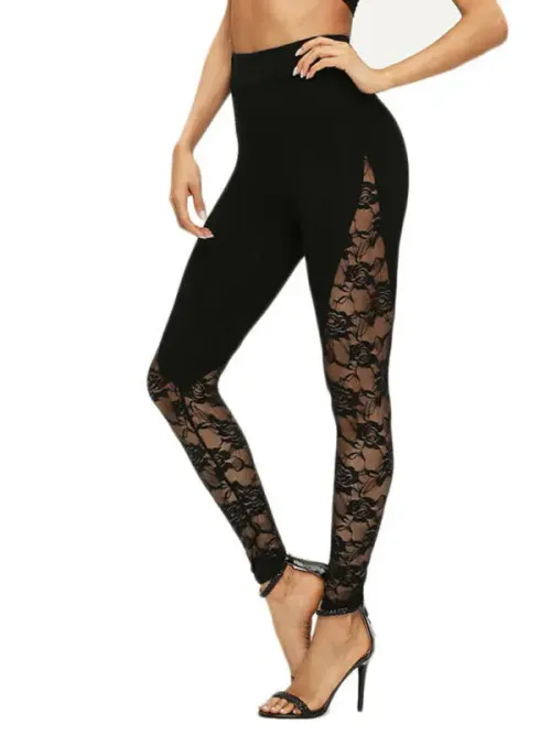Hot selling sexy hollow lace lace patchwork sports yoga leggings for women