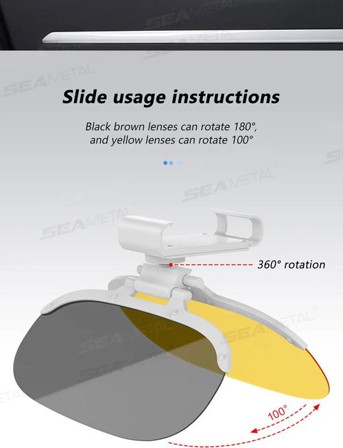 AUTOMECHANIST Car Sun Visor Goggle Anti-UV Anti-Dazzle Auto Sun Visor Plate Extender 360 Rotatable Safety Driving Day and Night
