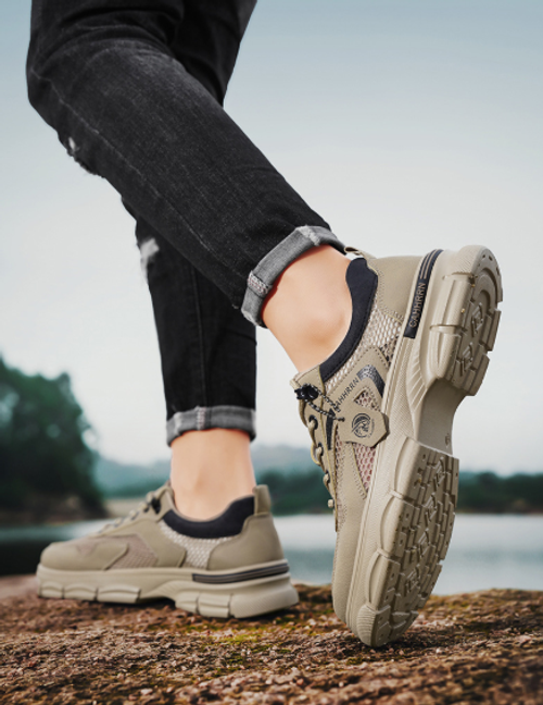Men's Breathable Low-Top Work-Style Combat Boots for Summer