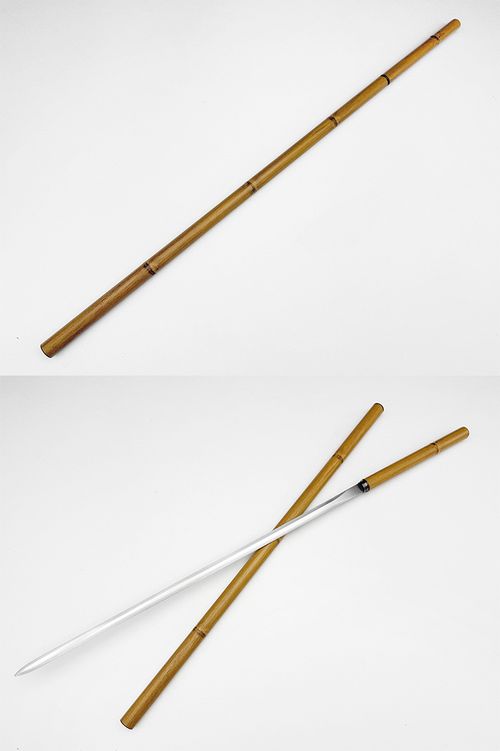 Handmade Longquan Bamboo Hidden Sword: 1060 Carbon Steel Tang Dynasty Straight Blade - Discreet Cane Walking Stick Martial Arts Gear