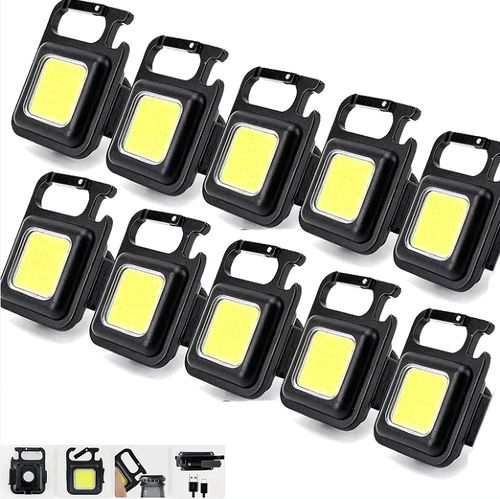 Multifunctional COB USB rechargeable magnetic portable LED keychain light, bottle opener, mini flashlight for camping and outdoor use