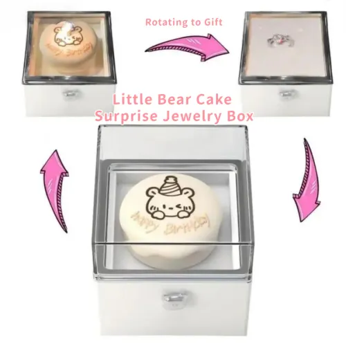 Rednote Bear Flip Ring Box Valentine Birthday Mini Cake for Girlfriend Gift Boxes Packaging Box