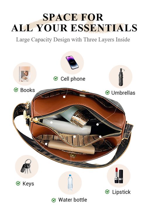 🔥Fashion Diamond Pattern Large Capacity 3-Layer Crossbody Bag💕