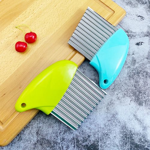 2-Piece Stainless Steel Wavy Knife Potato Cutter Chips French Fry Maker French Fries Chopper Potato Knife Chopper Crinkle Wavy Slicer