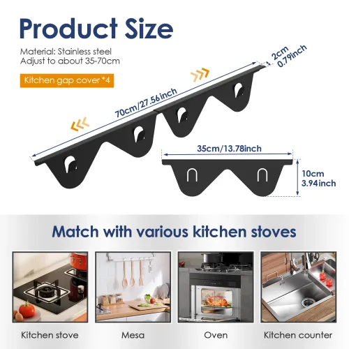 Stove Gap Covers Stainless Steel Stove Gap Covers Heat Resistant Oven Gap Filler