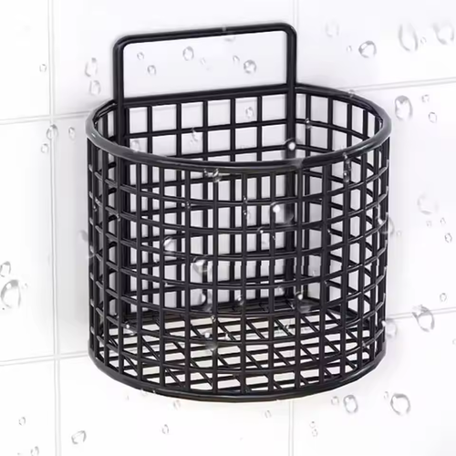 Wall Mounted Storage Basket No Punching Space Saving Garlic Ginger Hanging Basket Iron Large Capacity Kitchen Shelf
