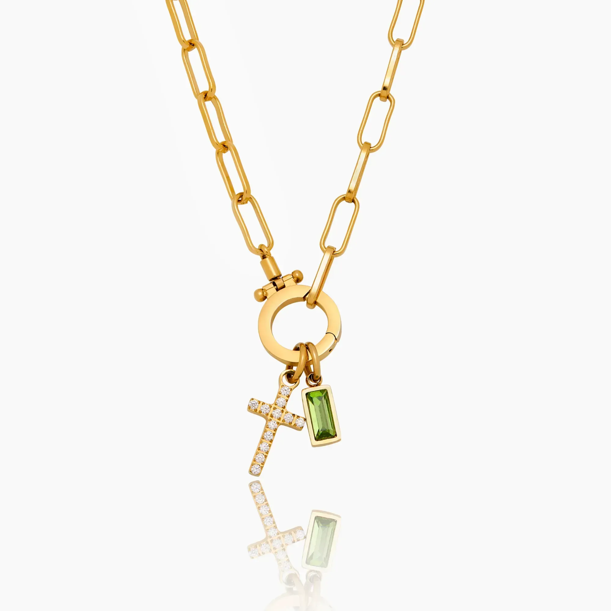 Beaded Birthstone Cross Charm Bracelet