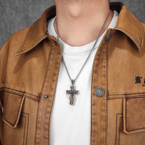 Retro Jesus Cross Men Necklace Brass Stainless Steel Pendant Chain Women Jewelry Punk Personality Fashion Wholesale Dropshiping