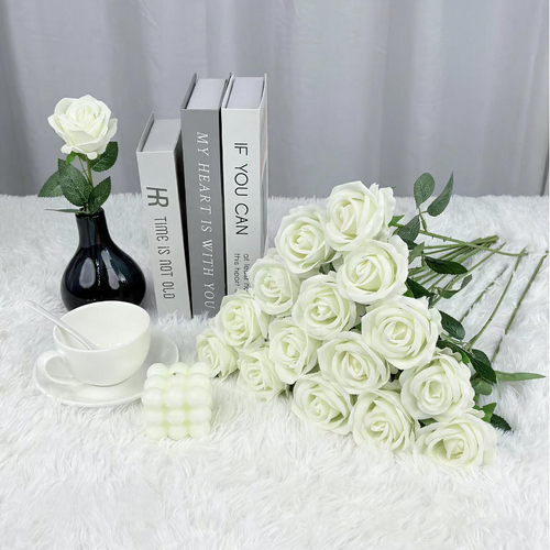 15pcs Realistic Artificial Rose Bouquet for Weddings, Birthdays, and More for Floral Arrangements and Home Decor