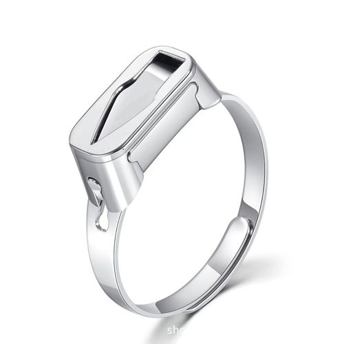 Stainless Steel Ring: Geometric & Minimalist Adjustable Open-Band Ring with Concealed Blade—Gold & Black Self-Defense Jewelry (Hidden Weapon)