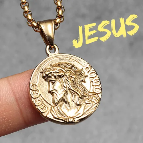 Jesus Simple Amulets Stainless Steel Men Necklaces Pendant Chain Punk For Women Fashion Jewelry Gifts Wholesale Dropshiping