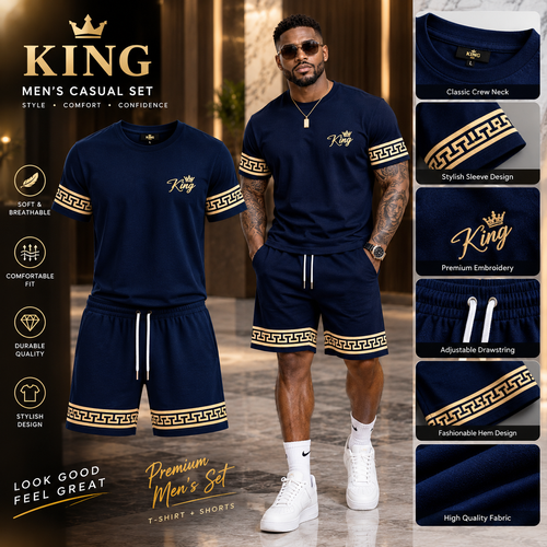 KING-Print Mens Short-Sleeve Fashionable Premium-Style Set