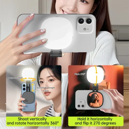 Magnetic Fill Light for Live Broadcast, Mobile Phone Ring Light, Mirror,Beauty Selfie Light,Compact Portable Light Black
