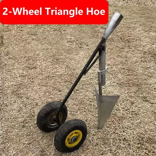 Three-in-one garden land weeding hoe agricultural manual two-wheeled farm tool steel forged digging tool double wheel