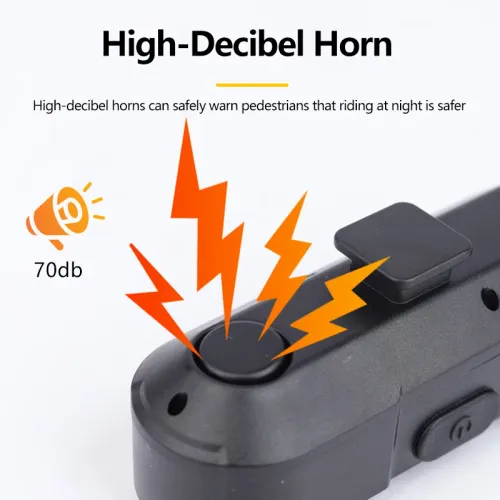 Wireless Remote Control Turn Signal Tail Light Type-C Rechargeable Warning Taillight with Horn