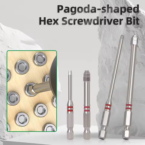 6PCS Pagoda Step Hex Screwdriver Bit Set, S2 Alloy Steel Hex Shank Bits Multi-Size Magnetic Tips for Electric Drill Screwdriver