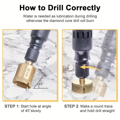 12pcs Diamond Drill Bit Set for Glass, Marble & Stone - 6-35mm Hole Saw Kit with Hand Tools, Granite, Tile, Ceramic