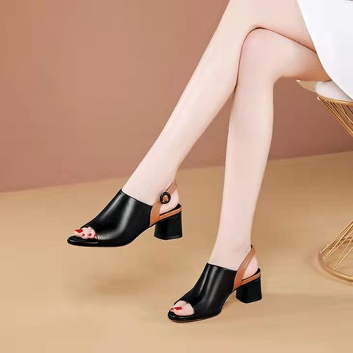 Mid heeled women's sandals