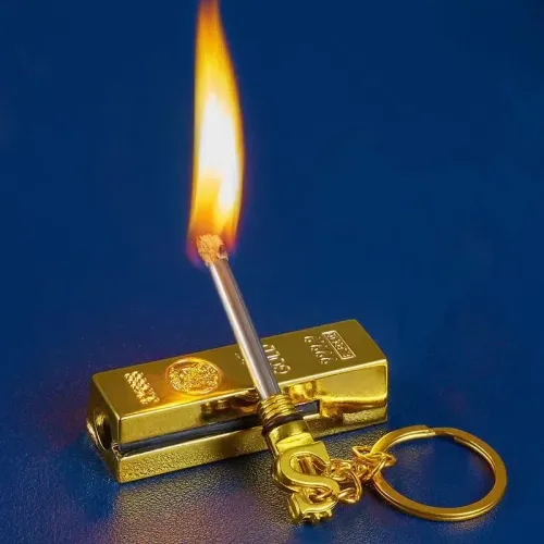 1 Pcs Ten Thousand Match Metal  Lighter Windproof High Value Gold Bar Shape Lighter Creative Personality Cool lighters Men Gifts