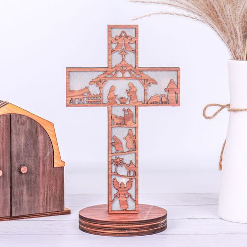Wooden cross night light