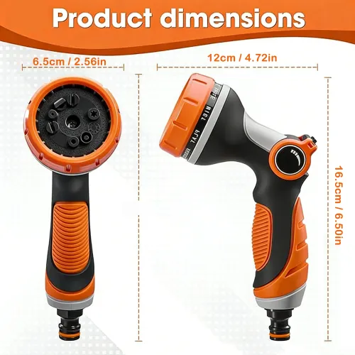 High Pressure Water Sprayer for Garden Watering Car Washing Garden Hose Nozzle 10 Adjustable Spray Modes Orange Thumb Control