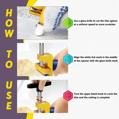 2-in-1 Manual Glass & Ceramic Tile Cutter - Precision Diamond Blade with Ergonomic Grip