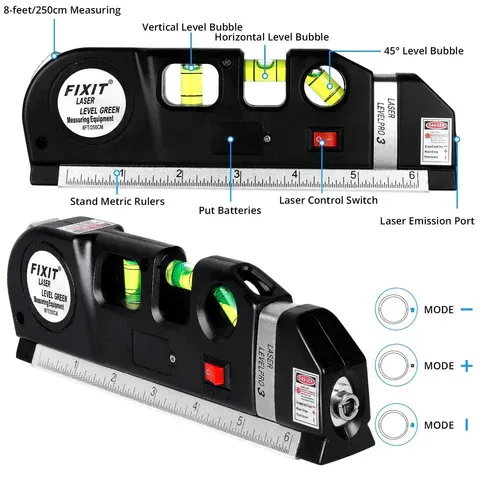 Professional 5-in-1 Laser Level with Ruler, Scale & Triple Spirit Level👌