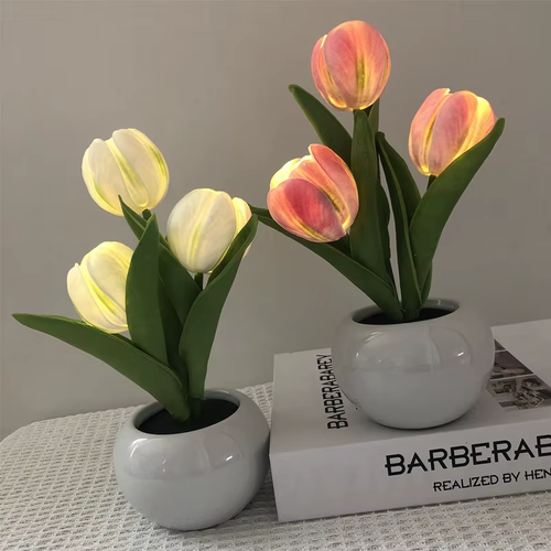 Tulip Table Lamp LED Bedside Lamp Simulation Flower Bouquet Bedroom Bedside Romantic Atmosphere Birthday Gift Home Decoration