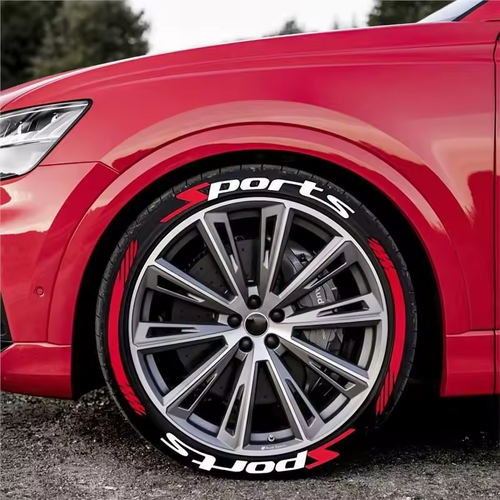 8pcs Car Tire Wheel Stickers Car Tuning Universal 3D Permanent PVC Joined Tire Decor Decals Car Tyre Personalized Stickers（Can be used to decorate all four wheels)