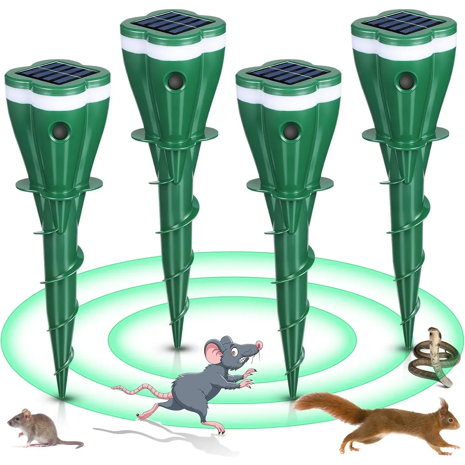 Solar Mole Repellent Spikes, Waterproof Lawn Garden Stakes, Effectively Repel Moles, Voles, Gophers, Chipmunks