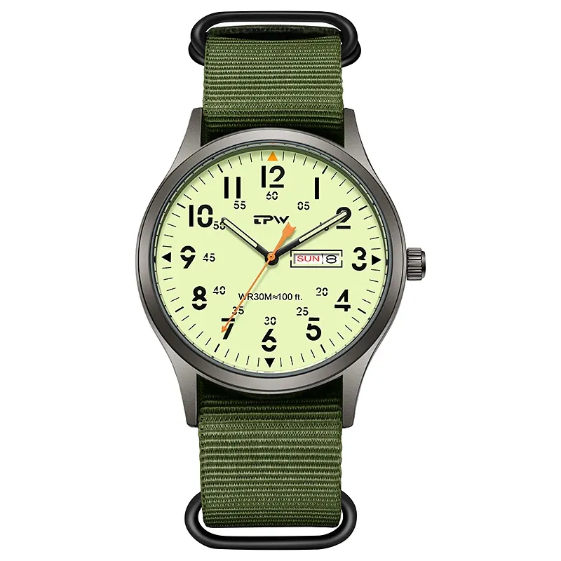 2026 TPW Field Watch Easy Reading Fabric Strap 24 Hours Display Quartz Movement