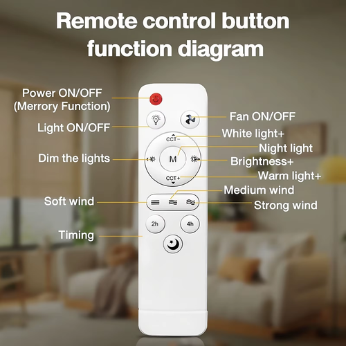 Remote-controlled ceiling fan with light