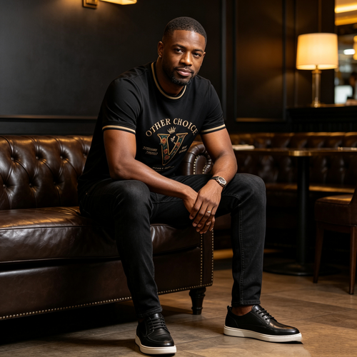 Black men's new T-shirt, lightweight, breathable, and suitable for business casual wear.