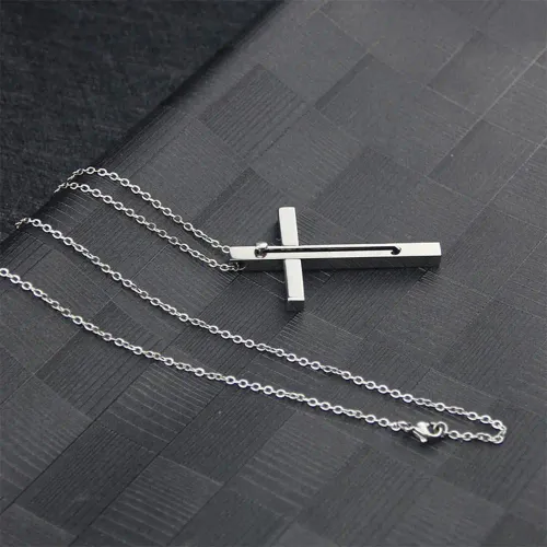 Stainless Steel Retractable Cross Toothpicks Pendant Metal Pocket Toothpicks with Protective Holder Exquisite Toothpick Necklace